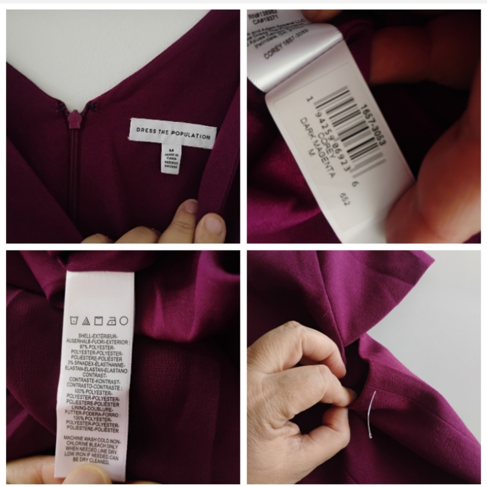 Dress the Population Dark Magenta Corey Dress. Size M - Picture 5 of 16